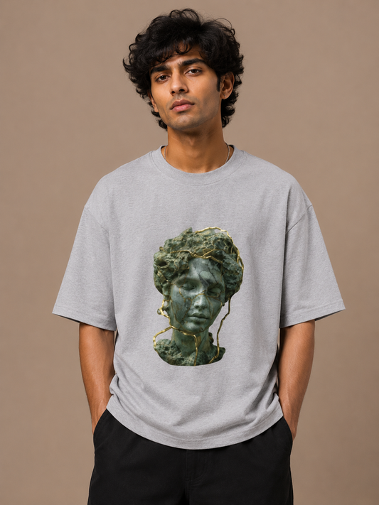 Gold Stone Greek Print Unisex Oversized T-Shirt