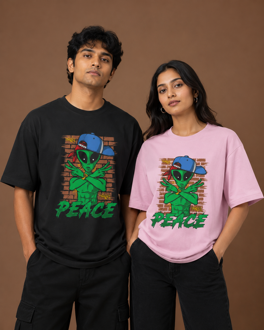 Alien Peace Unisex Oversized T-Shirt