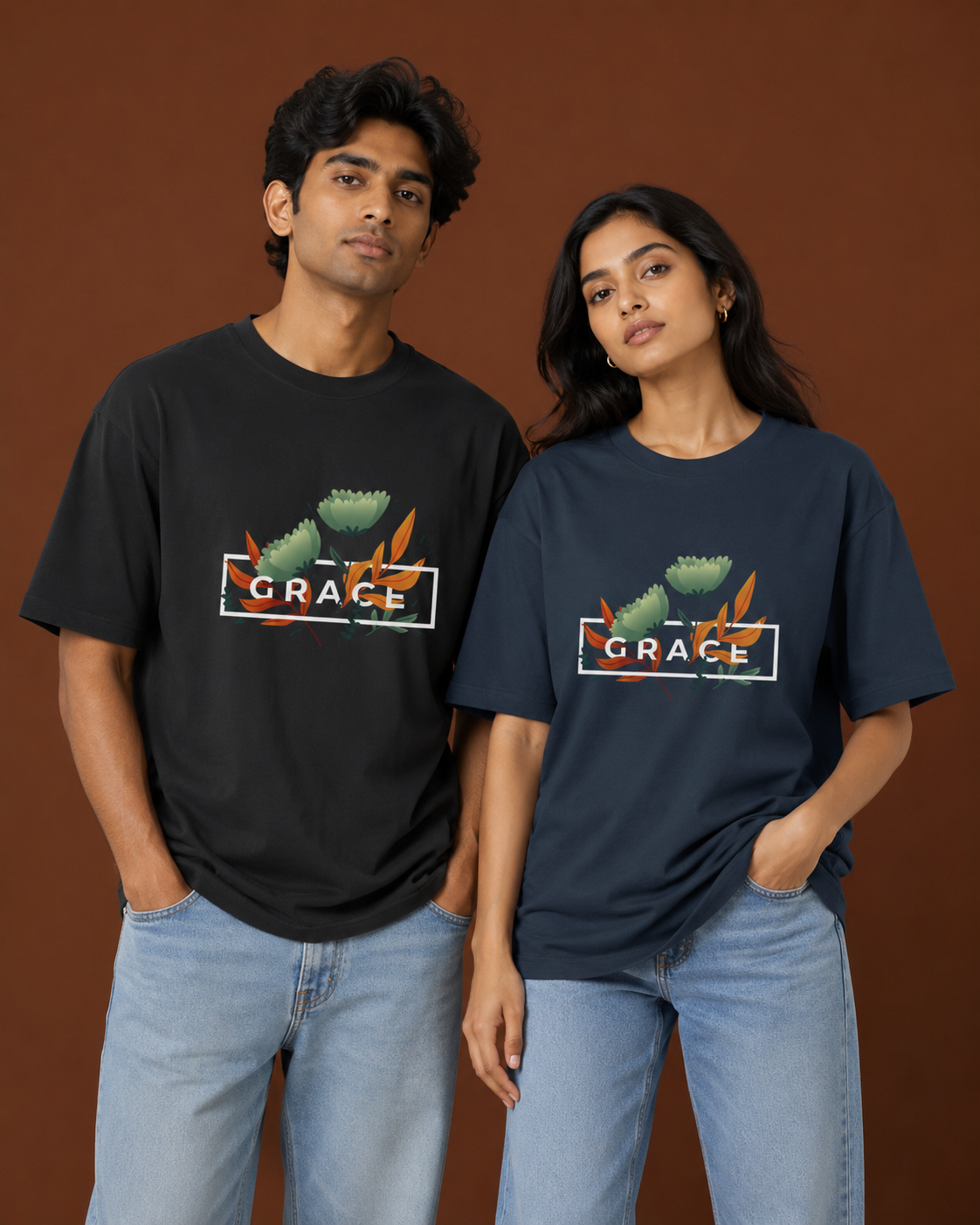 Grace Typo Graphic Unisex Oversized T-Shirt