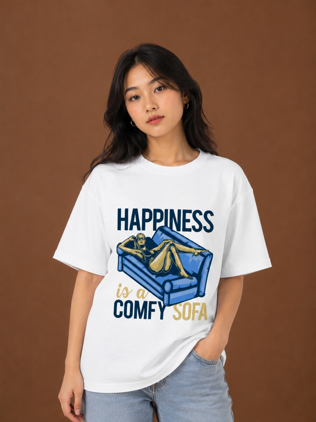 Comfy Sofa Typo Unisex Oversized T-Shirt